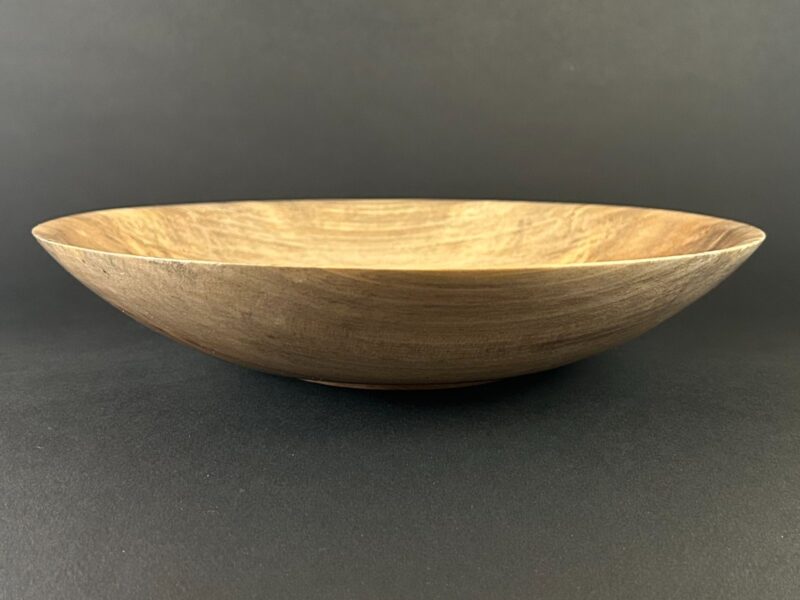 Quiet shallow dish. Low shallow wooden dish viewed in profile.
